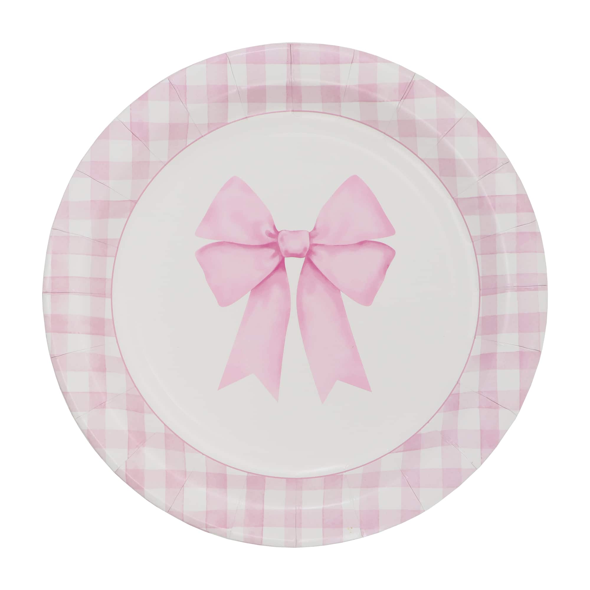 9" Pink Bow & Gingham Dinner Plates, 10ct. by Celebrate It™